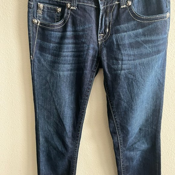 NWOT Miss Me Dark Wash Embellished Skinny Jeans Size 27 Style JP46565 - Picture 5 of 14